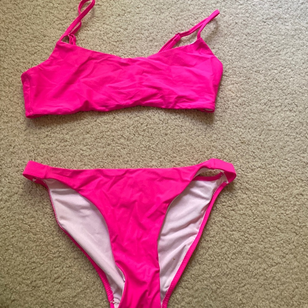 Hot pink bikini with adjustable straps